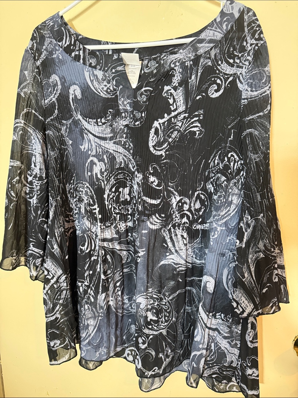 Just My Size Black & White Printed Chiffon Tunic